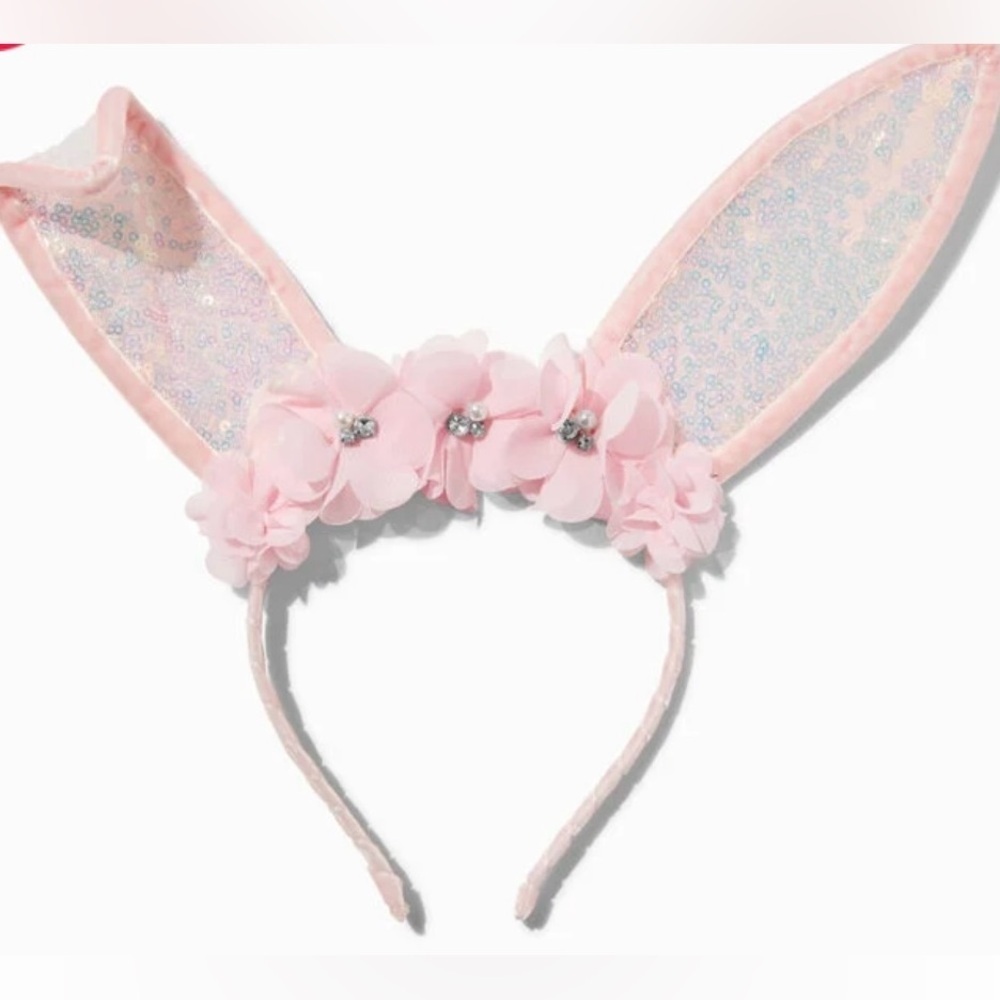 CLAIRES Classic Pink Bunny Ears Headband Costume Dress Up ( x2) - Picture 2 of 6